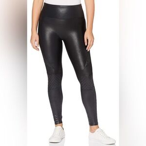 SPANX Women's Quilted Faux Leather Leggings, Moto, Very Black Size L